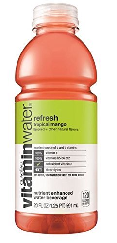 Vitamin Water Refresh Tropical Mango, 20 Ounce (24 Bottles) Mango 20 Fl Oz (pack Of 24)