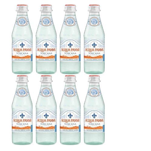 Cameo Selection - Acqua P Natural Spring Water, 8.45 Fl Oz Glass Water Bottles (8 Pack)