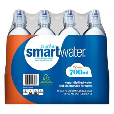 Glaceau Smartwater Water With Sports Cap (700ml Bottles, 12 Pk.) (pack Of 2)