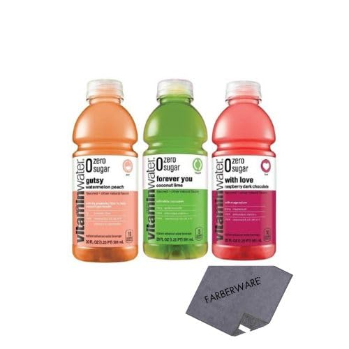 Cameo Selection - Vitamin Water Zero Sugar 3 Flavor Variety- Gusty Watermelon Peach, Forever You Coconut Lime, With Love Raspberry Dark Chocolate