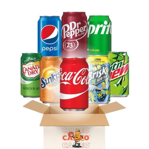 Cameo - Soda Variety Pack  8 Multi Flavor Soft Drink Bundle  Assortments Of Coca Cola, Sprite, Pepsi Cola, Mountain Dew, Dr. Pepper, Sunkist, Canada Dry Ginger Ale, Brisk Iced Tea  The Party Bundle Package (22 Pack)