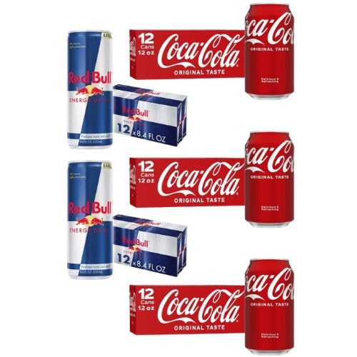 Cameo - Max Energy Variety Mix Pack  Party Soda Bundle  Assortments Of Coke & Red Bull  Super Value Package 128.4oz Assortment  (60 Pack)