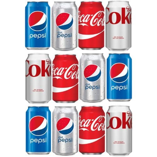 Cameo - Classic Derby Soda Package  4 All Time Classic Flavors Coke, Pepsi, Diet Cola, Diet Pepsi  Your Go-to Party Mix 12oz (12 Pack)