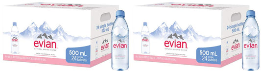 Evian Dsfg Natural Spring Water Individual 500 Ml (16.9 Oz.) Bottles, Naturally Filtered Spring Water In Individual-sized Plastic Bottles, 2 Cases Of 24