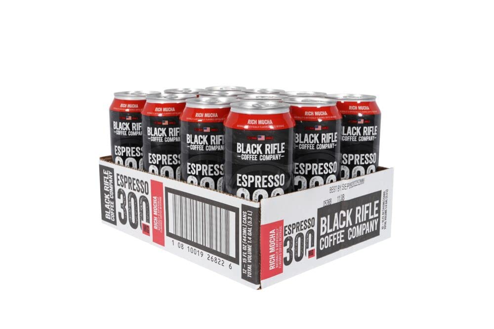 Black Rifle Coffee Company Ready To Drink 15 Fl Oz (rich Mocha) 300mg Of Caffeine Per Can, Columbian Coffee, Gluten Free, Good Source Of Protein, Helps Support Veterans And First Responders, 12 Count Richa Mocha 1 Fl Oz (pack Of 12)