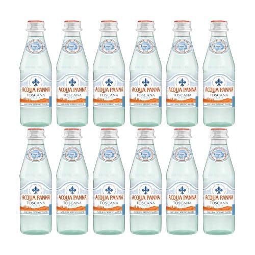 Cameo Selection - Acqua P Natural Spring Water, 8.45 Fl Oz Glass Water Bottles (12 Pack)