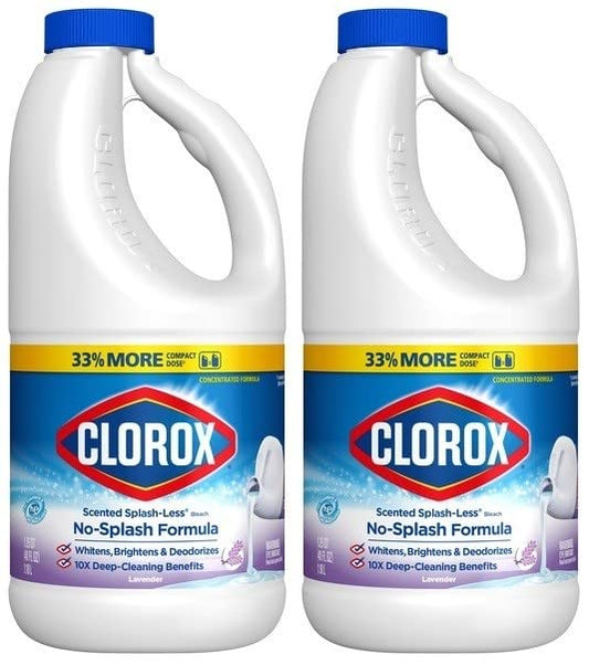 Clorox Splash-less Bleach, Concentrated Formula, Lavender Scent, 40 Ounce Bottle - Pack Of 2 (package May Vary)