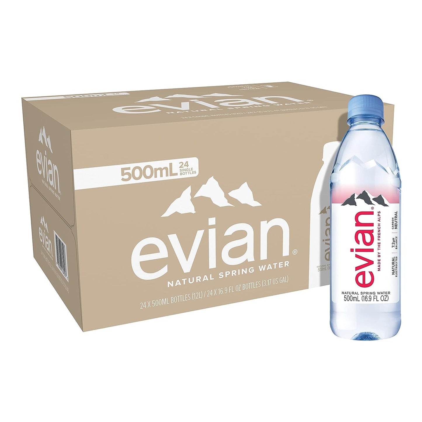 Cameo-evian Natural Spring Water, 500ml Bottle (pack Of 48)