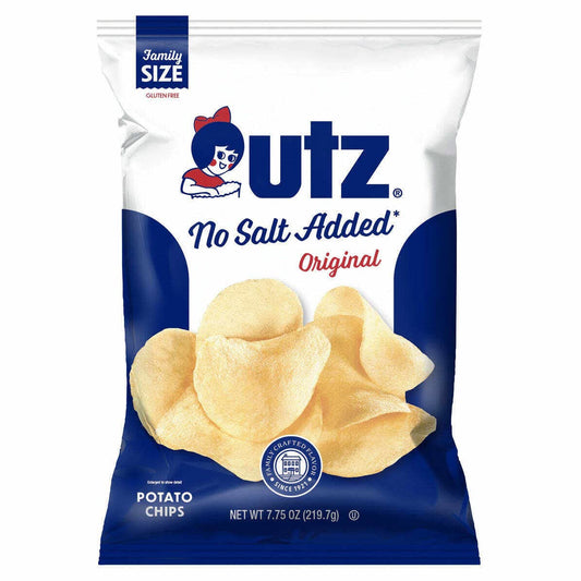 Utz Quality Foods No Salt Added Original Potato Chips, Family Size Bags (3-pack) 7.75 Ounce (pack Of 3)