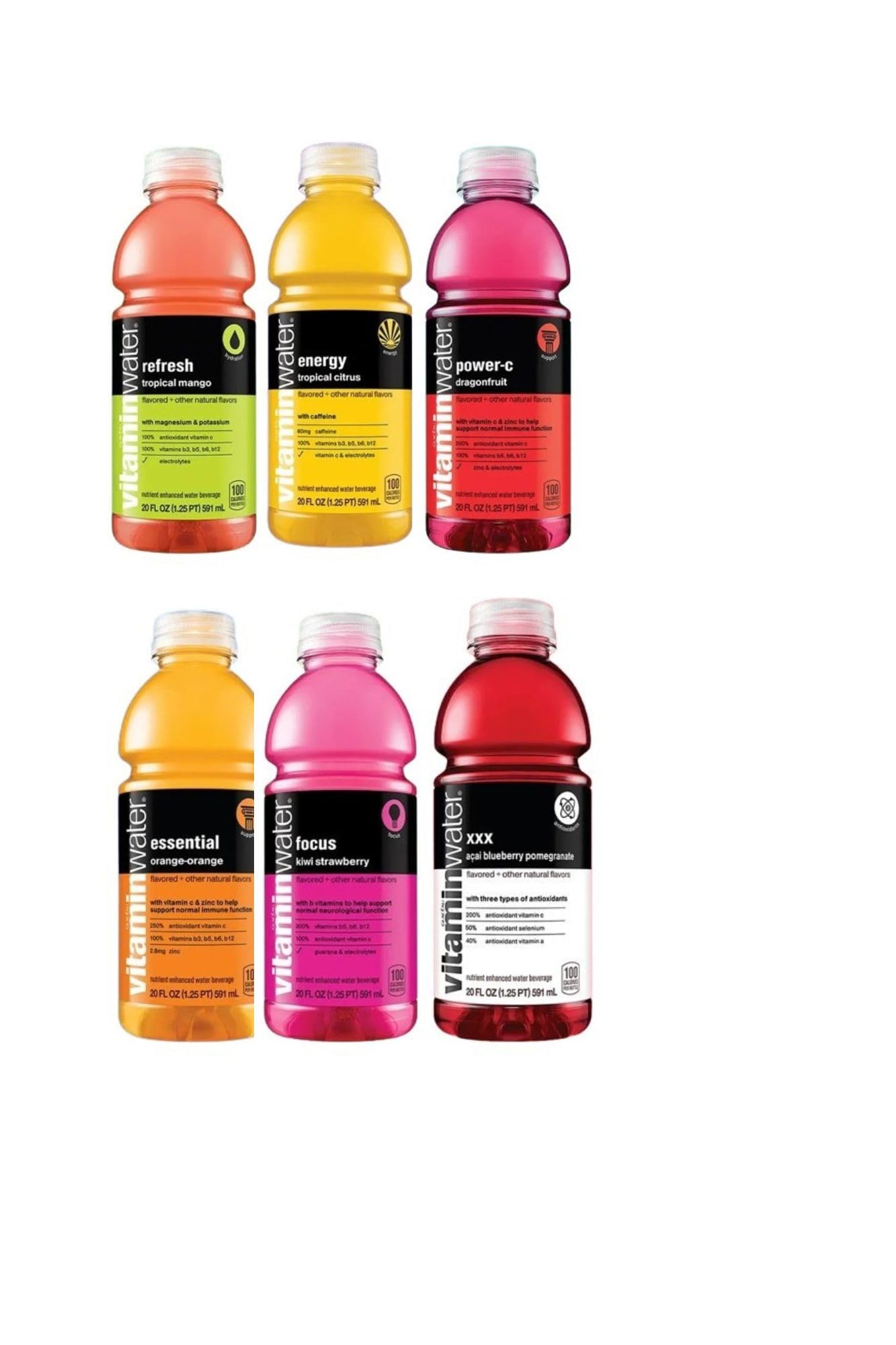 Cameo Selection - Vitamin Flavored Water- 20oz Variety Selection (6 Pack)