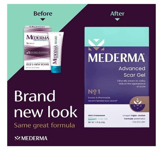 Mederma Advanced Scar Gel - 1x Daily - Reduces The Appearance Of Old & New Scars - 1 Doctor & Pharmacist Recommended Brand For Scars - 1.76oz.