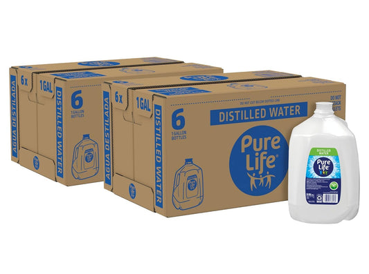 Pure Life Distilled Water, 1 Gallon, Plastic Bottled Water 12 Bottles Of 1 Gallon Each (12 Total Gallons)