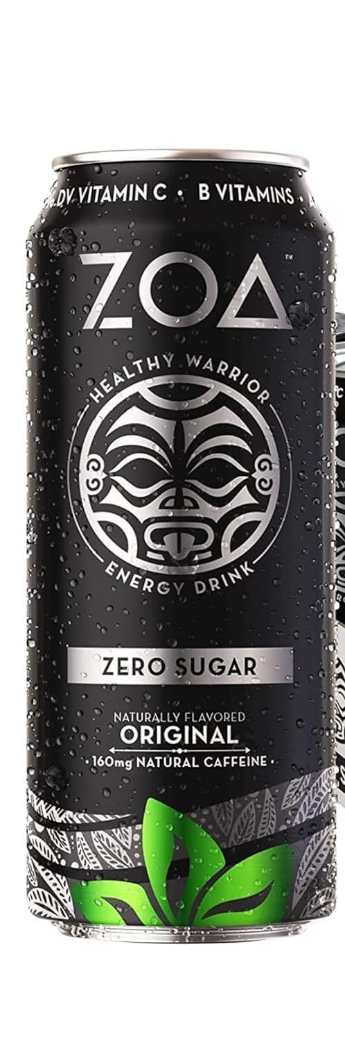 Cameo - Zoa Zero Sugar Energy Drink  Healthy Vitamin C, B6 & B12, Natural Caffeine  Original, 16 Fl Oz Can (pack Of 12)