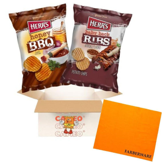 Cameo Bbq Bundle  Herrs Potato Chips Variety Package  Assortments Of Honey Bbq & Baby Back Ribs  2 Delicious Cookout Flavored Snacks  1oz Bag Fun Pack  (12 Pack)