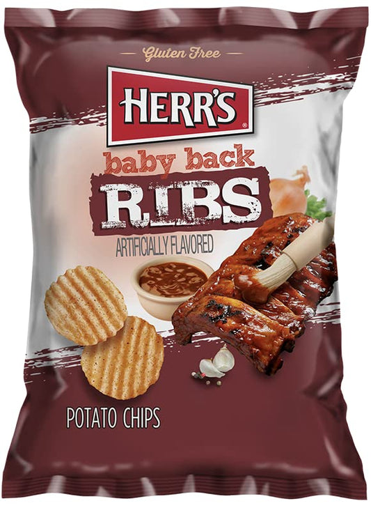 Herrs - Baby Back Ribs Potato Chips, Pack Of 12 1oz