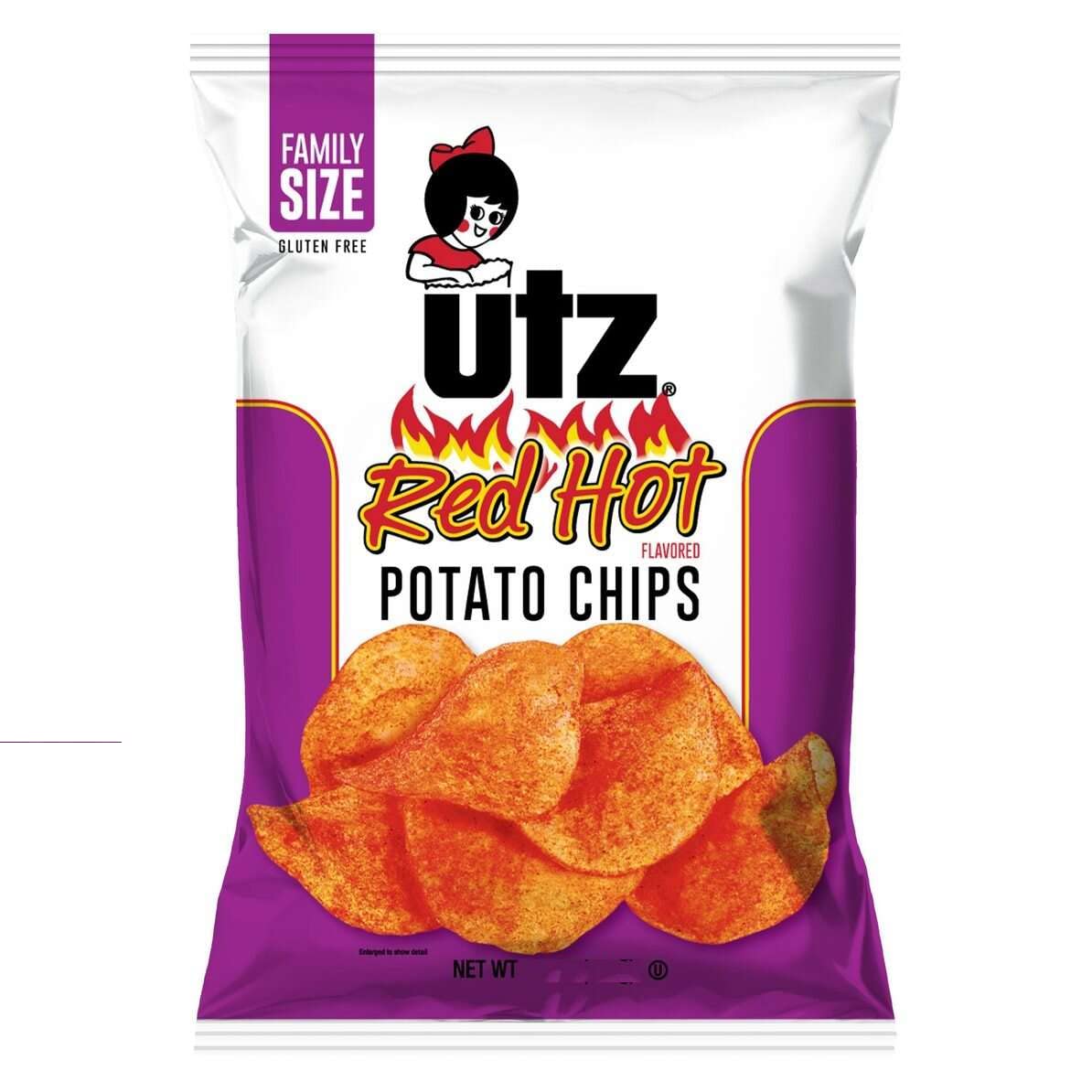 Utz Quality Foods Red Hot Flavored Potato Chips, Family Size Bags (4 Bags) 7.75 Ounce (pack Of 4)