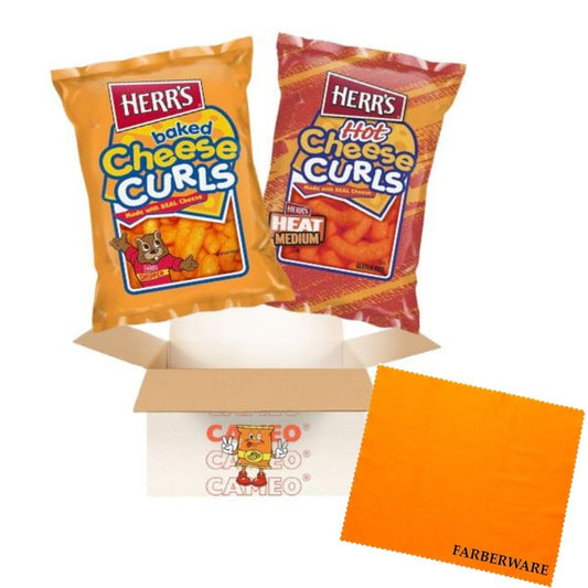 Cameo Cheesy Bundle  Herrs Cheese Curls Bundle  Assortments Of Baked Cheese Curls & Hot Cheese Curls  2 Classic Snacks Combo  1oz Bag (24 Pack)