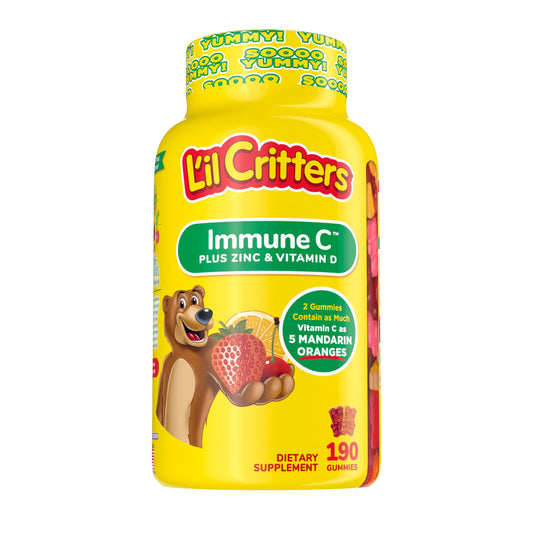 Lil Critters Kids Immune C Gummy Supplement With Vitamin C, Zinc And Vitamin D3 For Immune Support, 190 Ct (95-190 Day Supply), 4 Delicious Flavors From Americas Number One Gummy Vitamin Brand