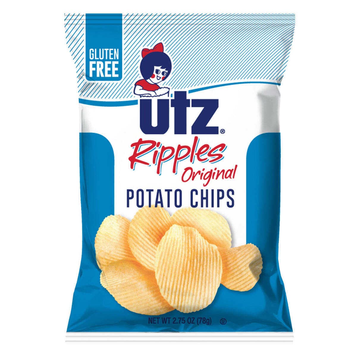 Utz Quality Foods Original Potato Chips, 14 Count Carton Single Serve Bags (original Ripples)