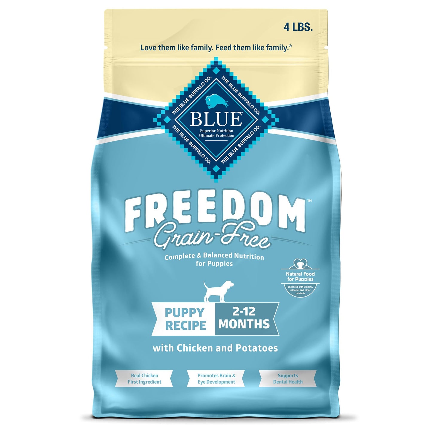 Blue Buffalo Freedom Grain-free Puppy Dry Dog Food With Dha, Complete & Balanced Nutrition For Puppies, Made In The Usa With Natural Ingredients, Chicken & Potatoes, 4-lb. Bag Chicken 4 Pound (pack Of 1)