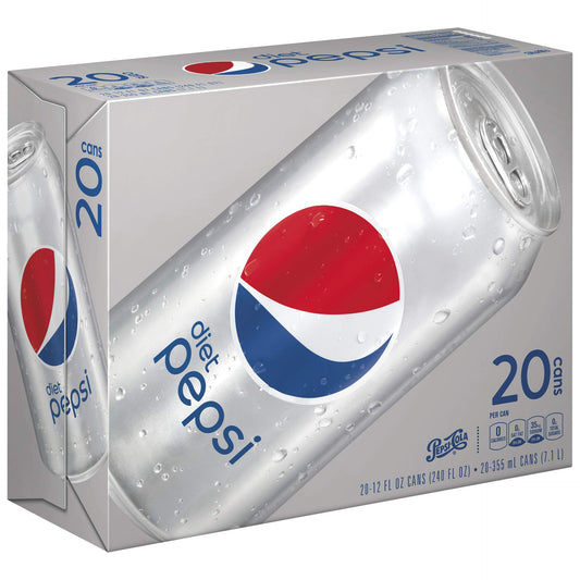 Diet Pepsi Cola Soda Diet Can In Fridge Pack Box 20 Ct 240 Oz - 0012000171841