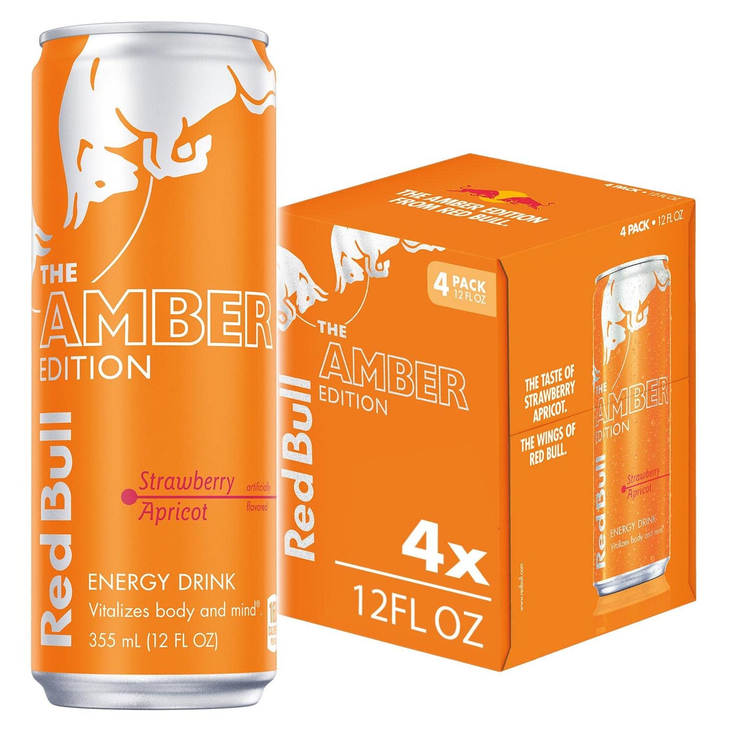 Red Bull Energy Drink, Amber Edition Strawberry Apricot, 12 Fl Oz (4 Pack) Strawberry Apricot 12 Oz., 4pk