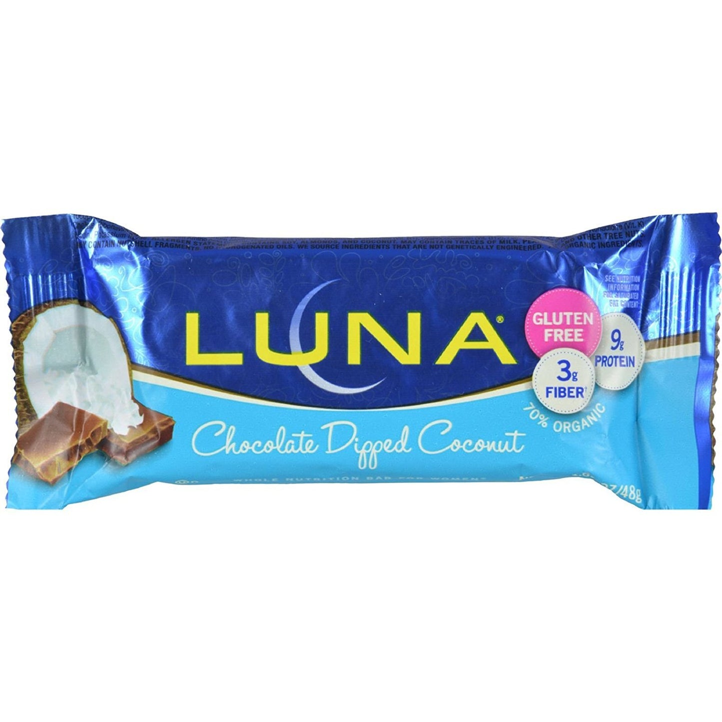 Luna Bar, Chocolate Dipped Coconut, 1.69 Ounce (pack Of 15)