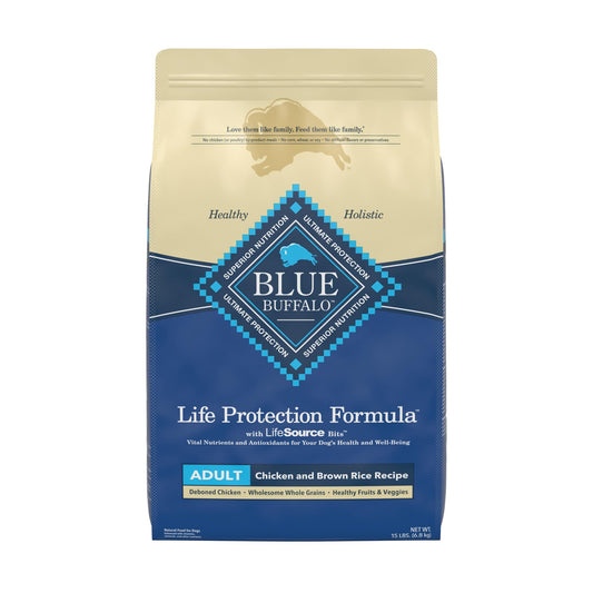 Blue Buffalo Life Protection Formula Natural Adult Dry Dog Food, Chicken And Brown Rice 15-lb Chicken & Brown Rice 15 Pound (pack Of 1)