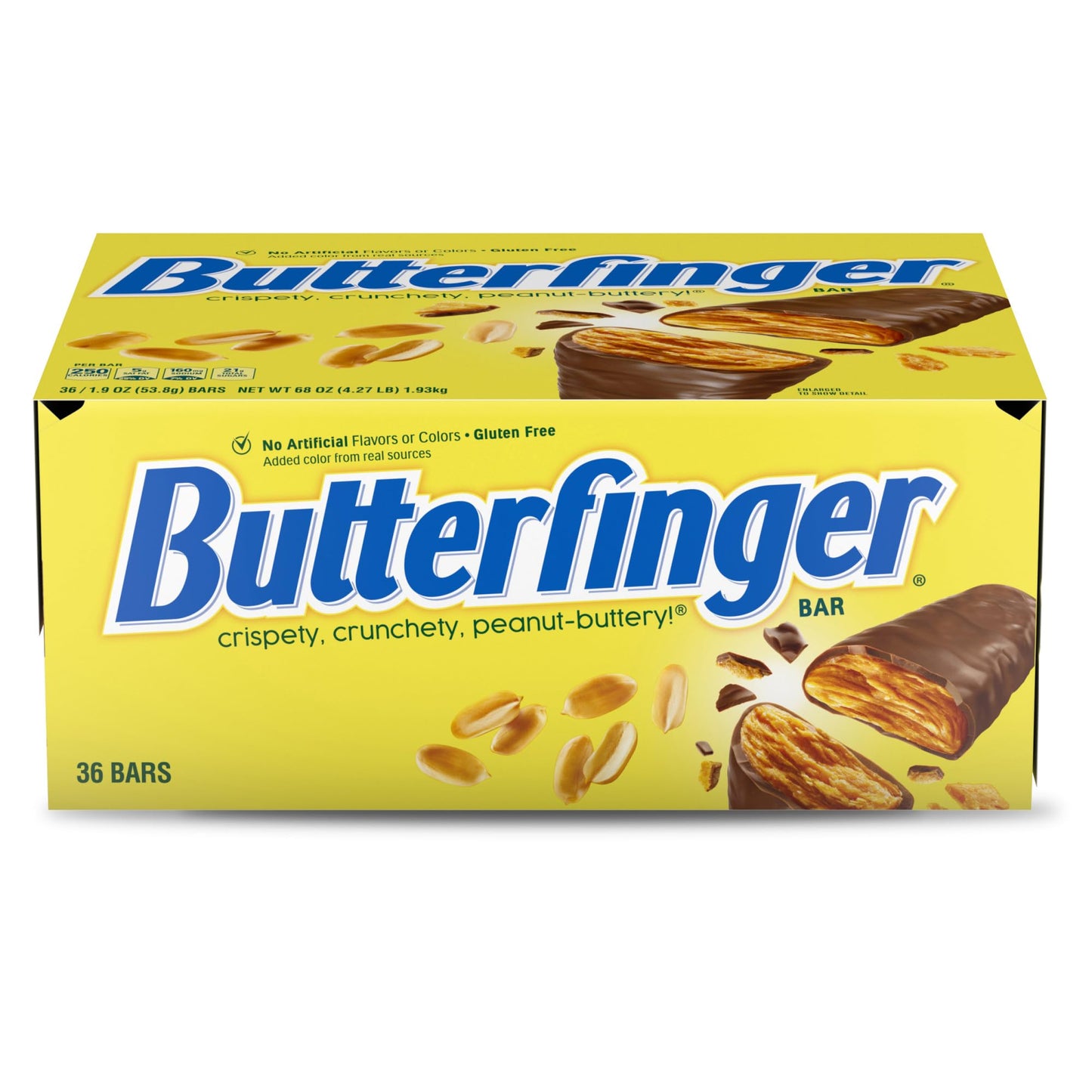 Butterfinger, Bulk 36 Pack, Chocolatey, Peanut-buttery, Full Size Individually Wrapped Candy Bars, 1.9 Oz Each