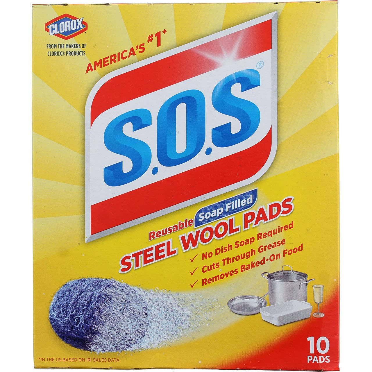 S.o.s Steel Wool Soap Pads (2 Packs Of 10, Total 20)