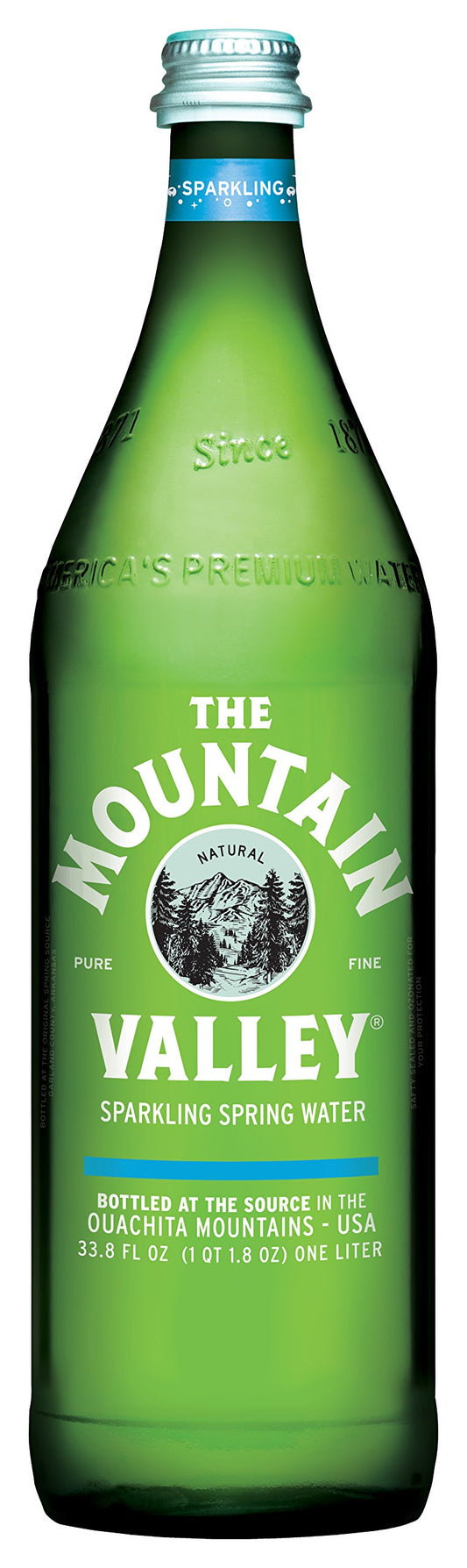 The Mountain Valley Natural Pure Fine Sparkling Spring Water 1 L. Pack Of 12