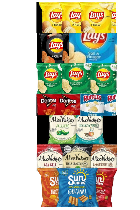 Cameo Selection- Familypack Assortment Of Chips (pack Of 40) Assorted Flavors Of 1oz Bags From Different Brands