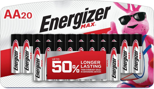 Energizer Aa Batteries, Max Double Aa Battery Alkaline, 20 Count (2 Pack)