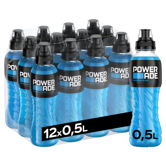 Powerade Sports Mountain Blast, Iso Drink Mit Elektrolyten - Als Erfrischendes, Kalorienarmes Sportgetrnk Oder Als Power Drink Fr Zwischendurch, Einweg Flasche (12 X 500 Ml)