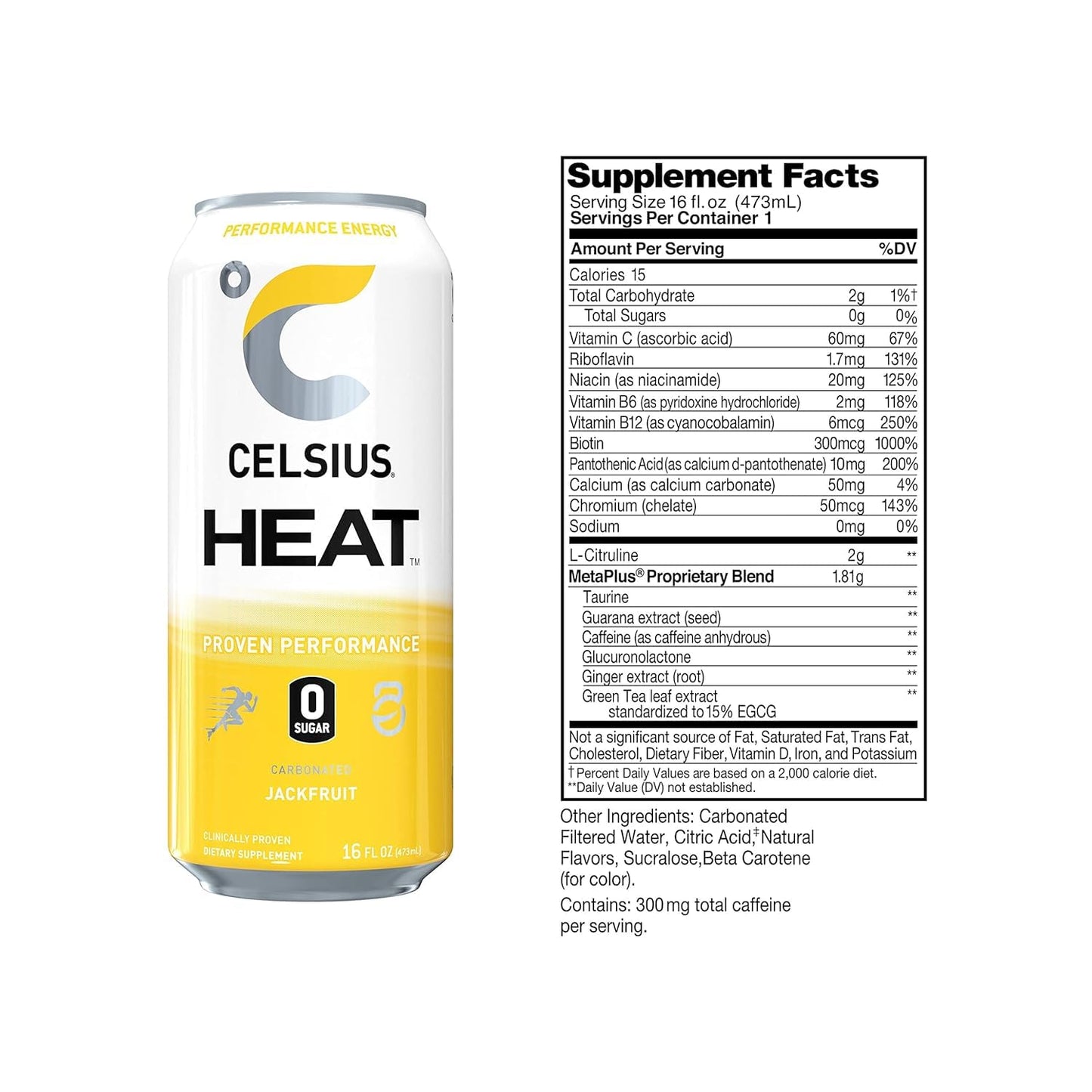 Celsius Heat Performance Energy Drink, Jackfruit Flavor (pack Of 6) 72 Oz