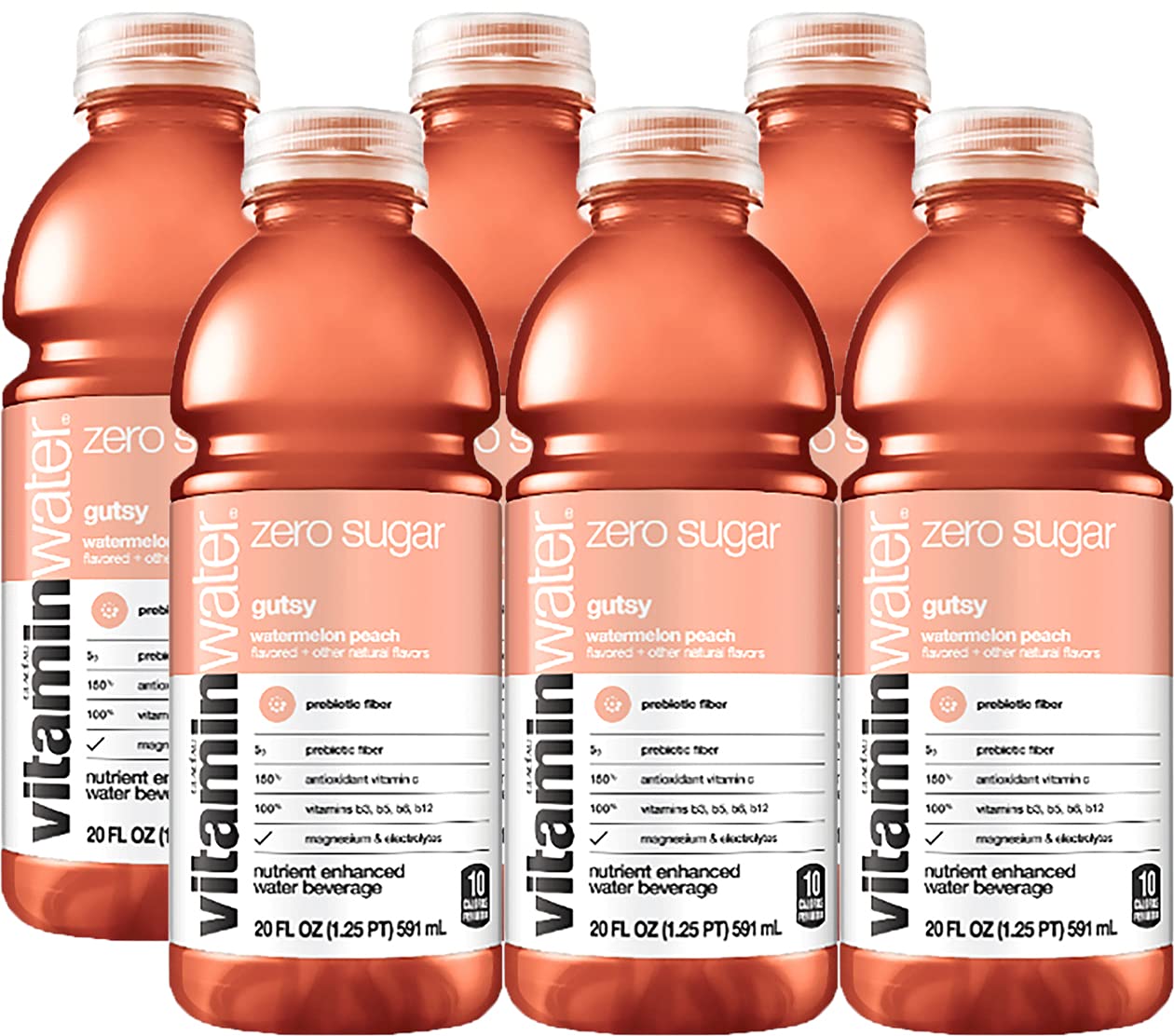 Vitamin Water Zero Gutsy Electrolyte Enhanced Bottled Water With Vitamins 20 Oz Bottles Pack Of 6 Total Of 120 Oz 20 Fl Oz Pack Of 6