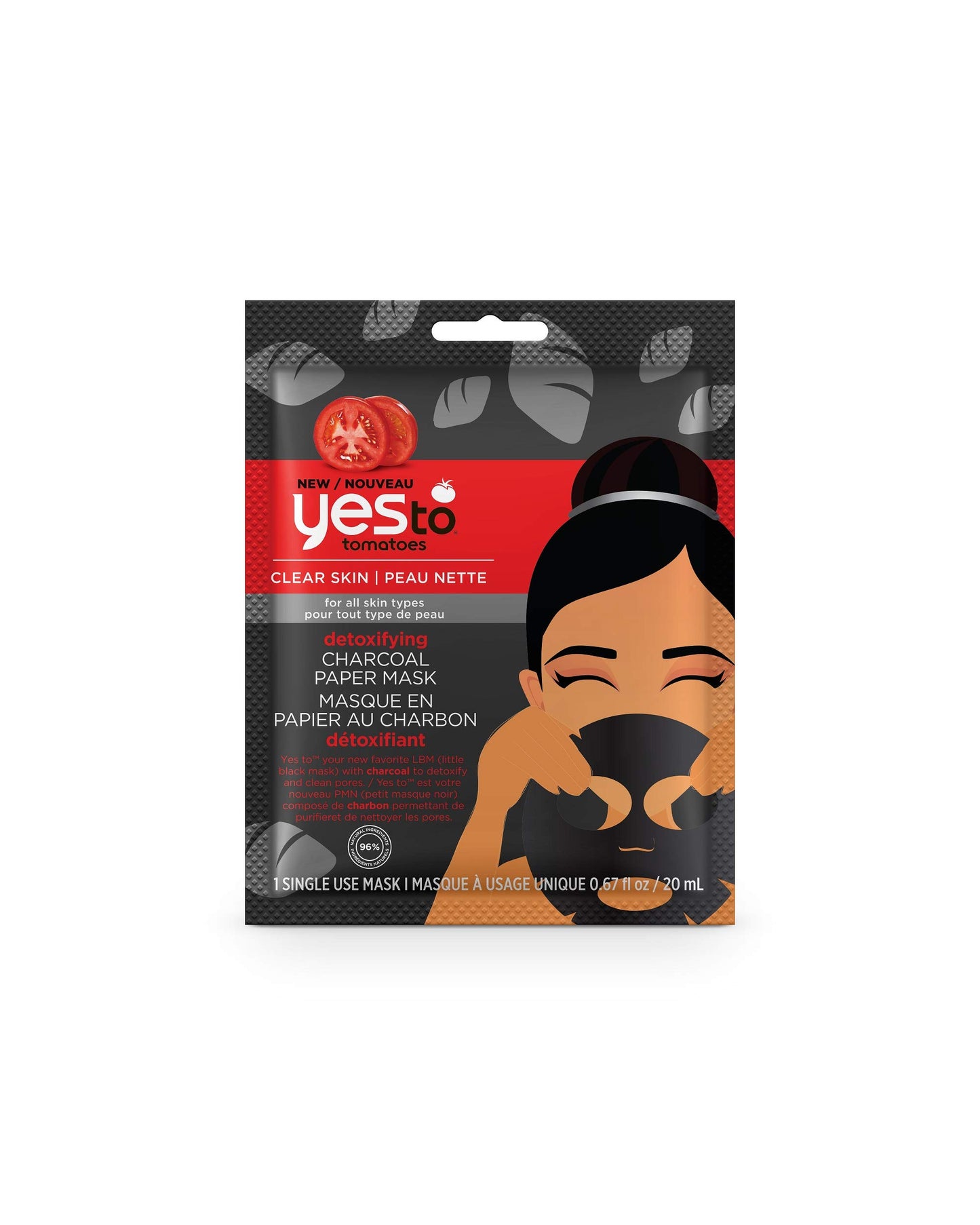 Yes To Tomatoes Clear Skin Detoxifying Charcoal Paper Mask (pack Of 6)