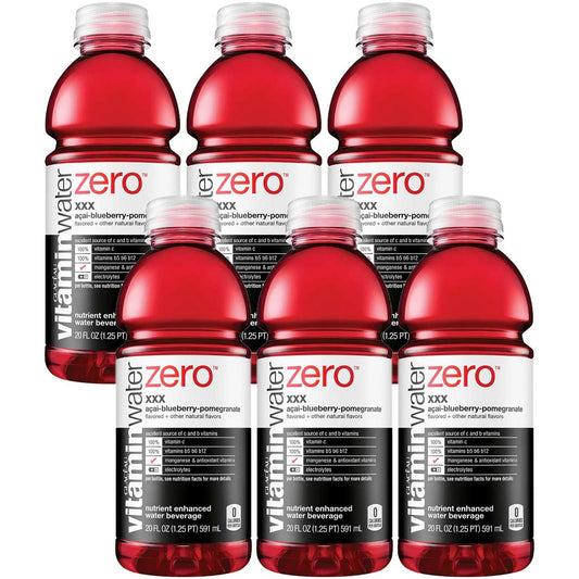 Vitamin Water Zero, Acai-blueberry-pomegranate - Xxx, 20oz Bottle (pack Of 6, Total Of 120 Oz)