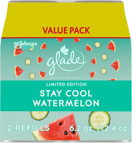 Cameo- Automatic Spray Refill, Air Freshener For Home And Bathroom, Stay Cool Watermelon, 6.2 Oz, 2 Coun