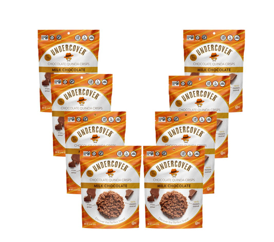 Undercover Chocolate Quinoa Crisps - Milk Chocolate Quinoa Crisps  8-pack, 2oz Bags  Gluten Free, Nut-free, Allergen Friendly, Kosher