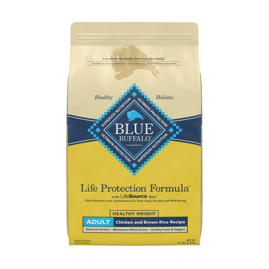 Blue Buffalo Life Protection Formula Natural Adult Healthy Weight Dry Dog Food, Chicken And Brown Rice 15-lb Healthy Weight Chicken & Brown Rice 15 Pound (pack Of 1)