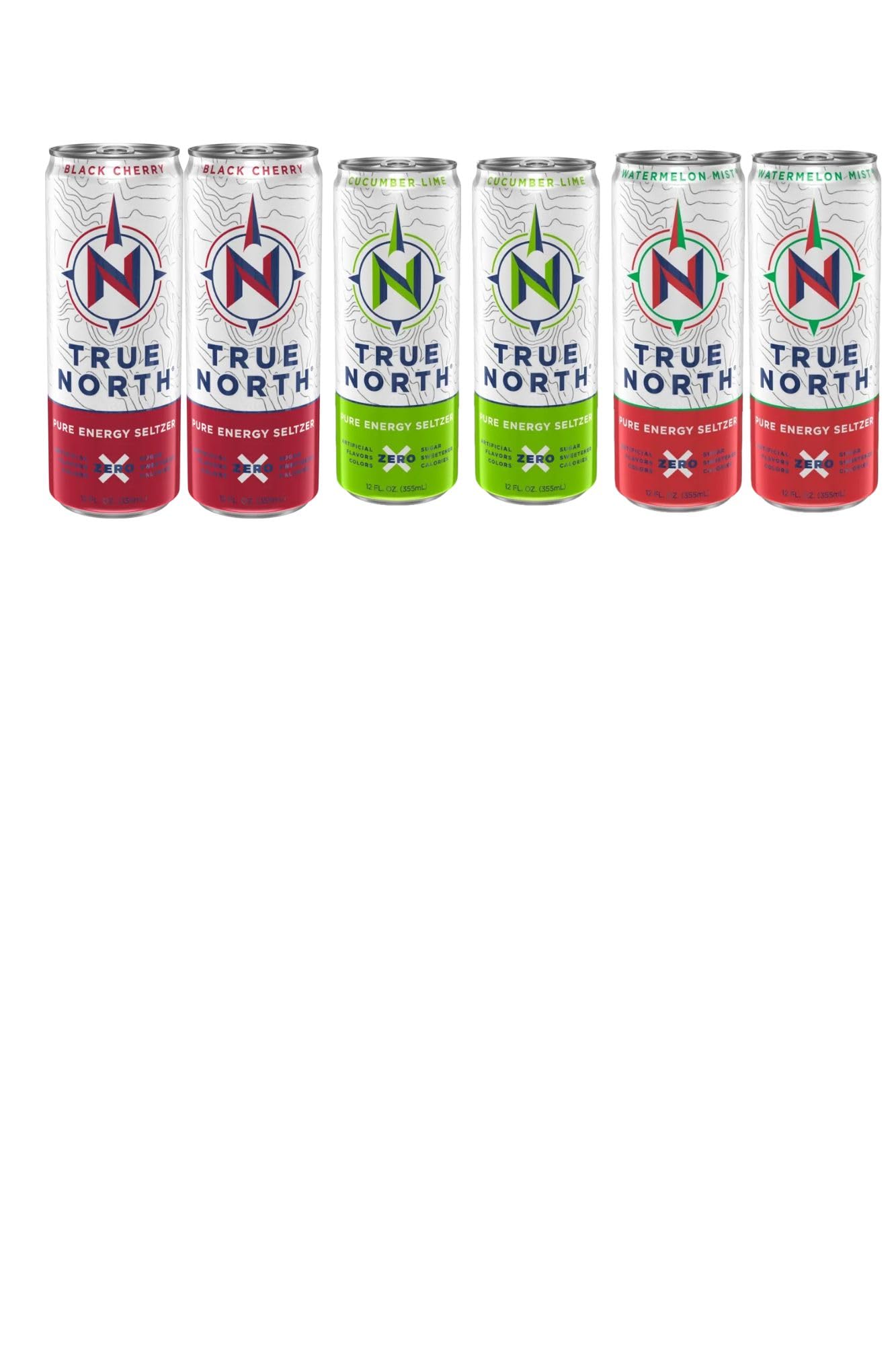 Cameo Selection - True N, Pure Energy Seltzer, 12oz Variety Pack (pack Of 6)- Black Cherry  Cucumber Limewatermelon Mist