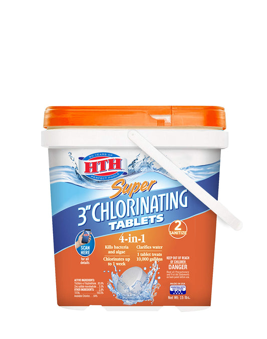 Hth 42038 Super 3 Chlorinating Tablets Swimming Pool Chlorine, 15 Lbs