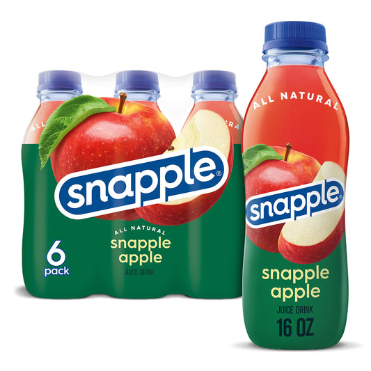 Snapple Apple, 16 Fl Oz Recycled Plastic Bottle, 6 Pack Apple 16 Fl Oz (pack Of 6)