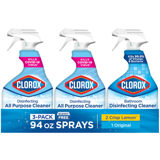 Clorox Disinfecting All-purpose Cleaner 32 Oz And Disinfecting Bathroom Cleaner, Household Essentials, 30 Oz, Pack Of 3 31.33 Fl Oz (pack Of 3)