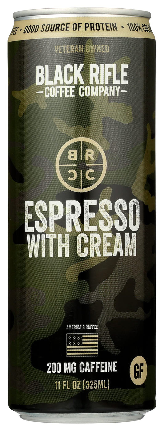 Black Rifle Coffee Ready To Drink Espresso With Cream Coffee Flavor, Caffeinated, 11 Fluid Ounce (pack Of 12)