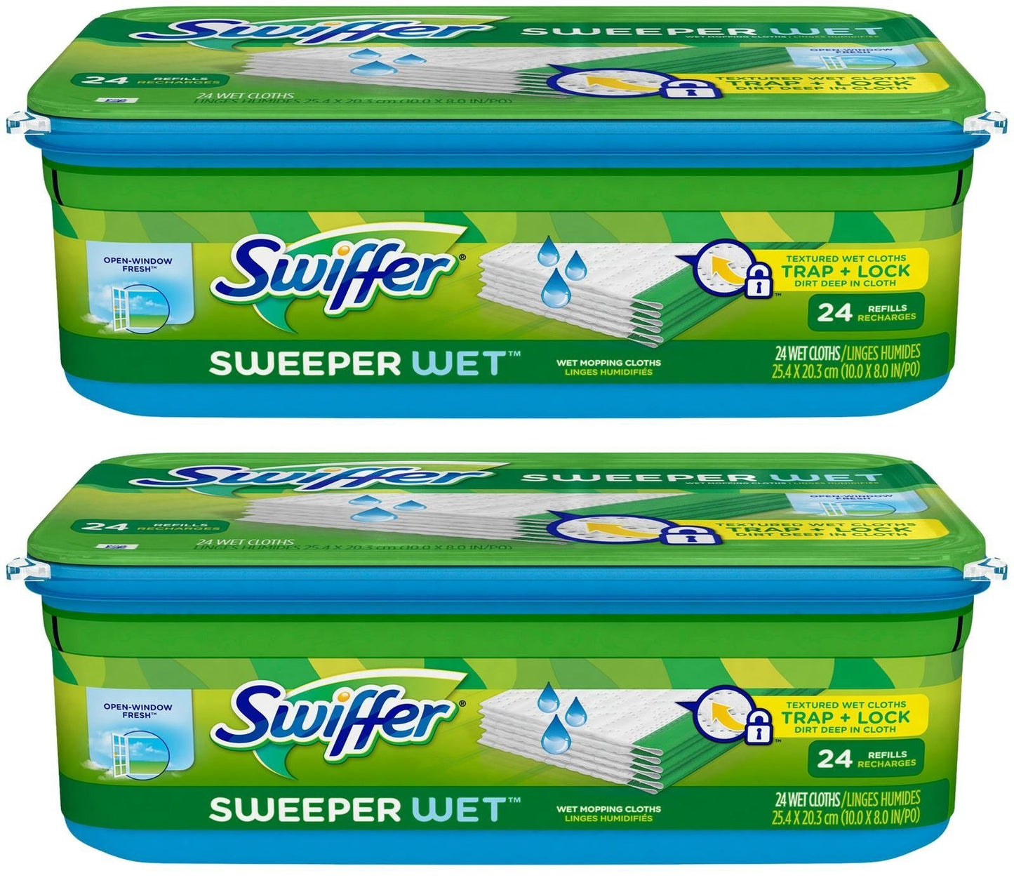 Swiffer Sweeper Wet Mopping Cloth Refill - Open Window Fresh - 24 Wet Cloths - 2 Pk Open Window Fresh 24 Count (pack Of 2)