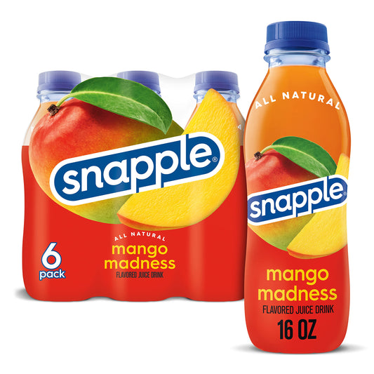 Snapple Mango Madness, 16 Fl Oz Recycled Plastic Bottle, 6 Pack Mango Madness 2.67 Fl Oz (pack Of 6)