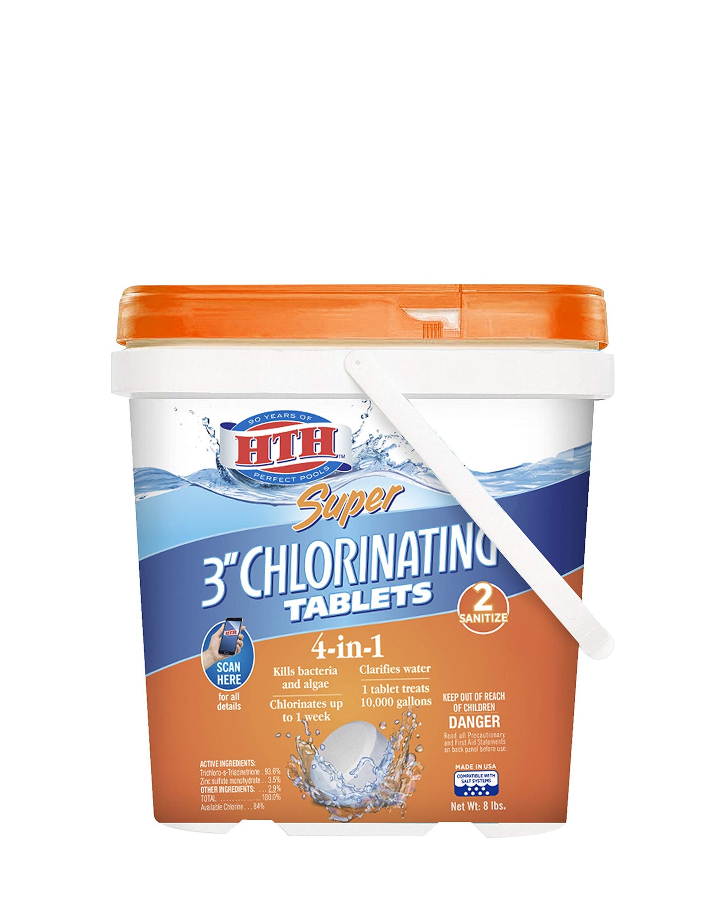 Hth 42037 Super 3 Chlorinating Tablets Swimming Pool Chlorine, 8 Lbs