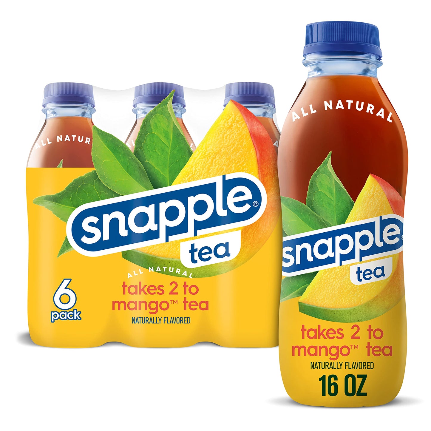 Snapple Takes 2 To Mango Tea, 16 Fl Oz Recycled Plastic Bottle, 6 Pack Takes 2 To Mango 16 Fl Oz (pack Of 6)